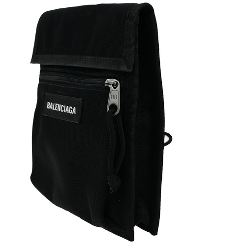 Mini Bolso de Hombro BALENCIAGA Logo Nylon Cuero Negro Italia 62YG742 - Imagen 2 de 16