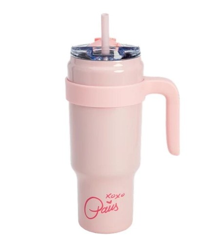 Paris Hilton Stainless Steel Tumbler with Handle & Straw Pink Color 40 oz. (NEW) - Picture 3 of 9