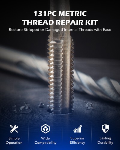 131PCS Helicoil Type Thread Repair Kit rethread Stripped Metric M5 M6 M8 M10 M12 - Picture 3 of 9