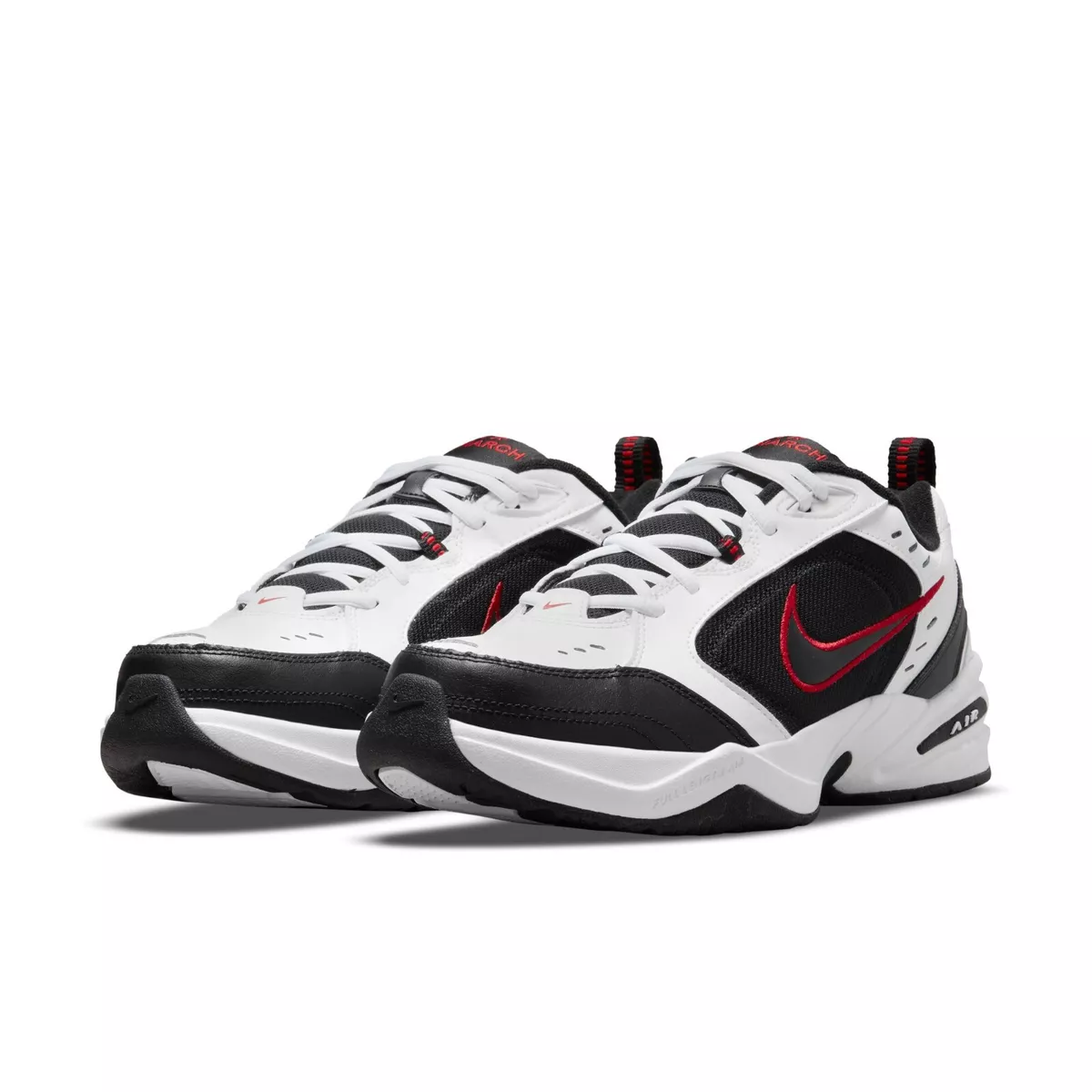 Nike AIR MONARCH IV Men White Black Red 101 Walking Shoe Medium WIDE WIDTH 4E