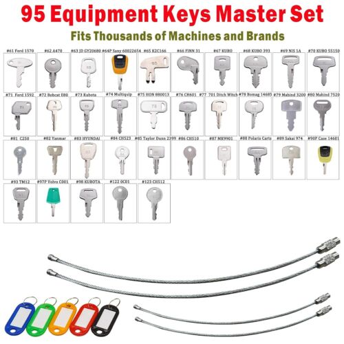 95 Heavy Equipment Keys Master Set Genie Skyjack JLG JD Cat Case Komatsu Bobcat - Picture 3 of 10