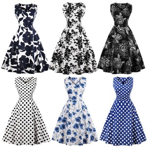 Women-50S-60S-Rockabilly-Vintage-Swing-Pinup-Housewife-Party-Skater-Dress-S-4XL