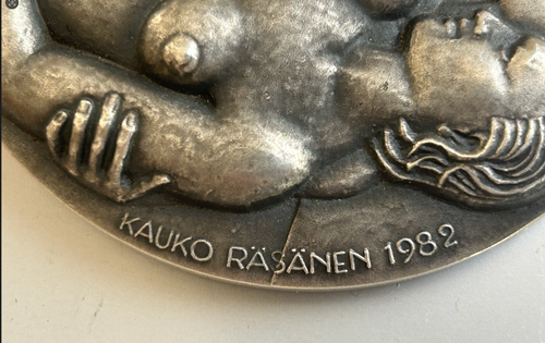 FINLAND KAUKO RASANEN BIG SIVER MEDAL 1982 - 8cm, 440.0gms .830 fine silver - Picture 4 of 7