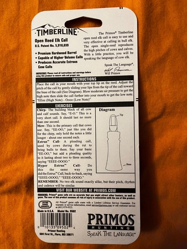 Pack of 2 Primos Timberline Open Reed Elk Call Bulls and Cows - Picture 2 of 2