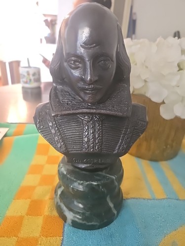 Shakespeare Bronze Bust Marble base 10" inch 4 To 5 Lbs Den Library Etc.