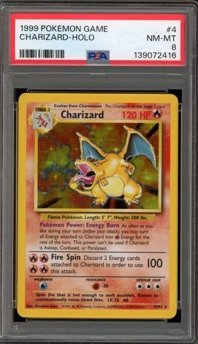 Pokemon Charizard Base Set Unlimited Holo Rare #4 PSA 8
