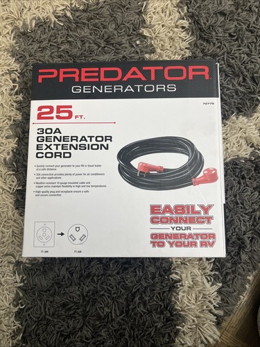 NEW PREDATOR 25 ft. 10/3 Gauge 30 Amp Generator Extension Cord FREE SHIPPING - Picture 1 of 5