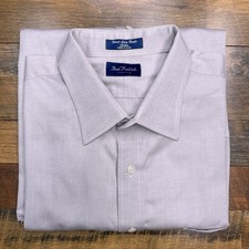 Paul Fredrick Custom Dress Shirt Mens 18 Gray Button Up Finest Long Staple