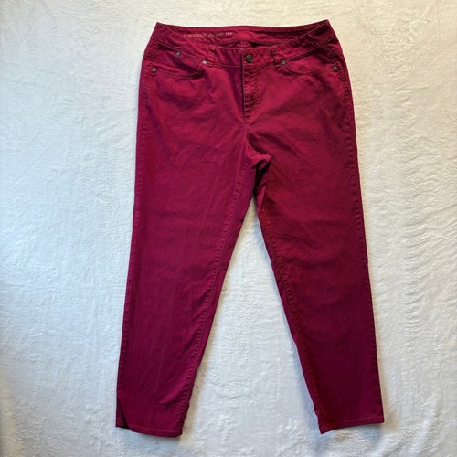 Talbots Hose Damen Gr. 14 Preiselbeerrot Heritage Slim Knöchel Freizeit Baumwollmischung