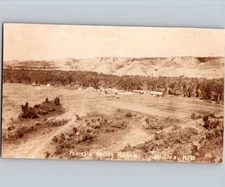 c1920 Birds Eye Aerial View Of Peaceful Valley Ranch Medora North Dakota ND RPPC