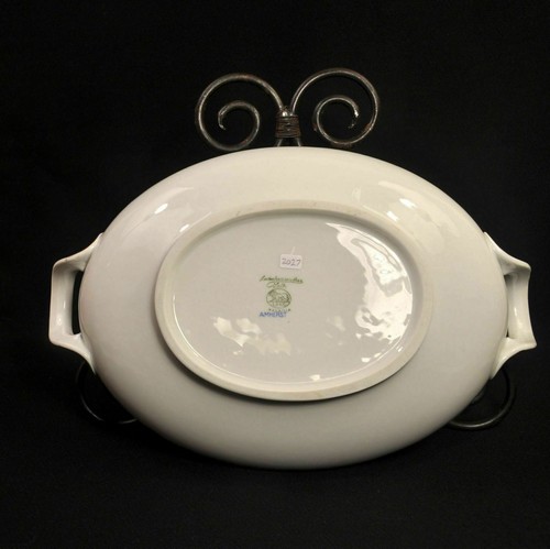 Bavaria Hutschenreuther Oval Covered Vegetable Bowl Amherst Blue Gold 1925-1939 - Picture 11 of 12