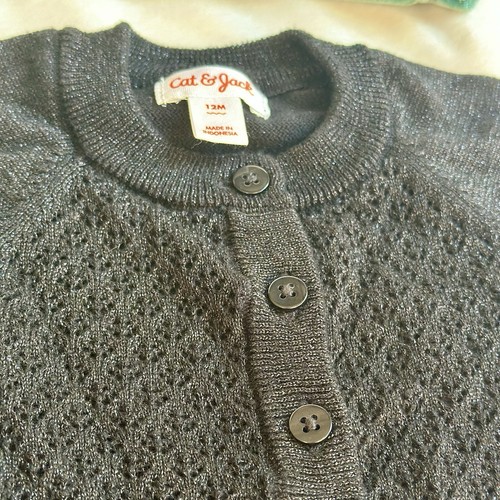 Lote de 3 suéteres metálicos de terciopelo festivo de 12-18 meses de vacaciones para niñas - Imagen 5 de 9