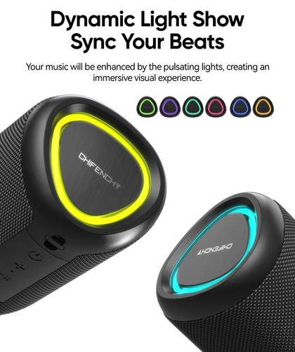 CHIFENCHY PulseSound A46 Bluetooth Lautsprecher mit Musik Synced Lights TF Slot USB C - Bild 4 von 15
