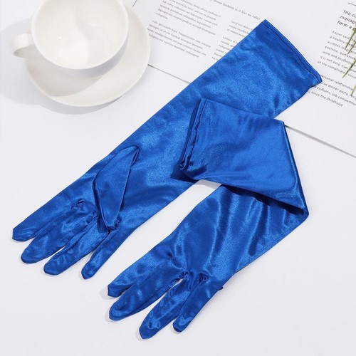 Elbow Opera Flapper Gloves Wrist Stretch Satin Prom Costume Finger Long Gloves - Picture 11 of 20