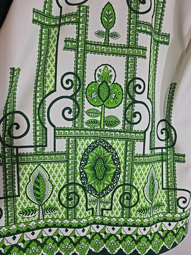 Vintage 60er Jahre Bluse Top Shirt geometrisch geblümt grün Größe M - Bild 6 von 6