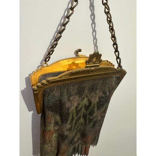 Antike 20er Jahre Whiting & Davis Metall Netz Emaille Handtasche Art Deco Abendhandtasche - Bild 4 von 8