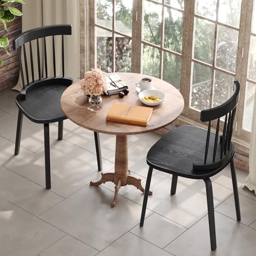 Windsor Dining Chairs Set of 6, Wood Farmhouse Spindle Back, Widen Seat, Mid - Picture 8 of 8