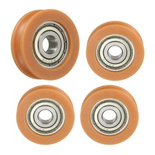 4Pcs Nylon U Groove Bearings, 10x43.5x13mm GCr15 Chrome Steel Bearings, Brown