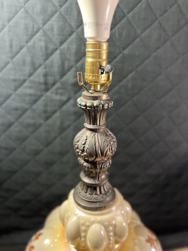 Pair (2) Of Vintage accurate casting co Floral Beige Lamps With Shades - Picture 5 of 24