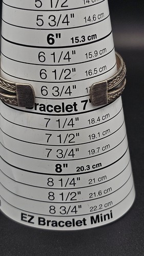 Sterling Silver 925 Braided Edge Cuff Bracelet – Wide Band Textured Design –... - Picture 4 of 16