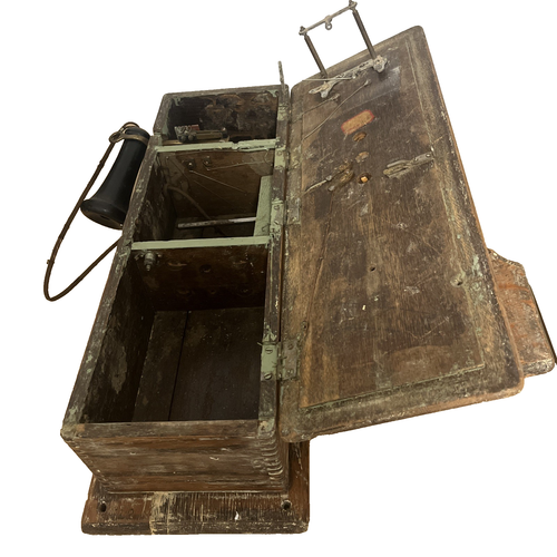 Antikes Western Wandtelefon elektrisch Eiche Holz Kurbel Anfang 1900 - Bild 6 von 8