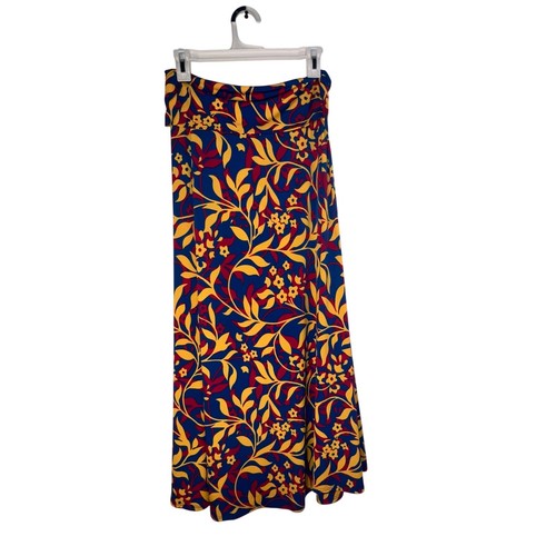 Lula Roe women’s size S botanical floral stretchy foldover skater maxi skirt - Picture 2 of 8
