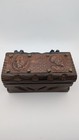 Carved Wooden Jewellery Box Treasure Chest with Iron Nails Vintage Hand