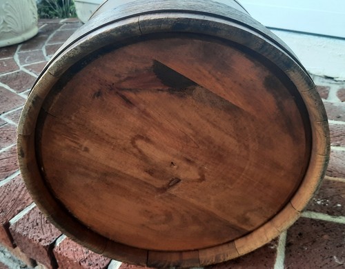 Antique Firkin Sugar Storage Bucket W/Handle - No Lid Wood Primitive - Picture 8 of 12