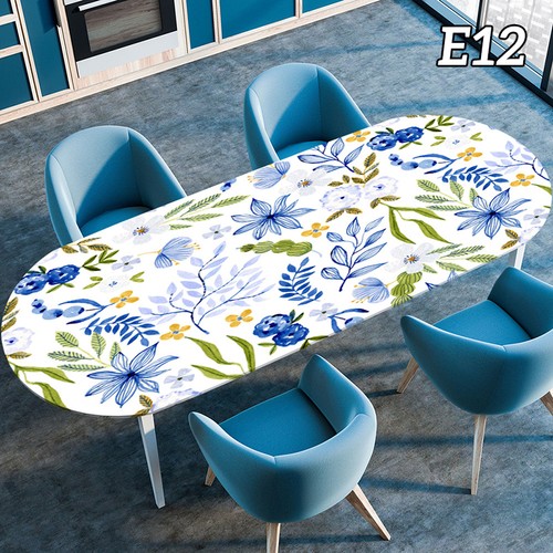 Oval Elastic Table Cover Floral Printed Waterproof Easy Clean Dinner Tablecloth - Picture 32 of 34