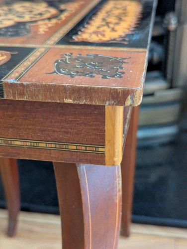 Mesa auxiliar musical italiana vintage de madera de marquetería con incrustaciones | Almacenamiento | Caja de costura - Imagen 18 de 24