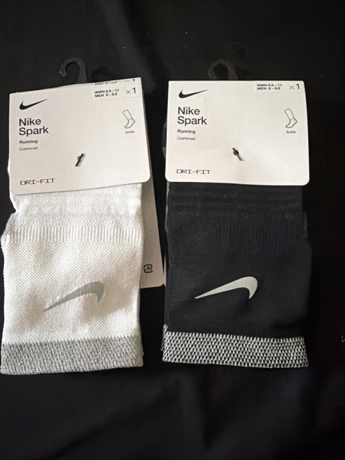 2 Pack Nike Spark Cushioned Ankle Running Socks Men 8-9.5 WMN 9.5-11