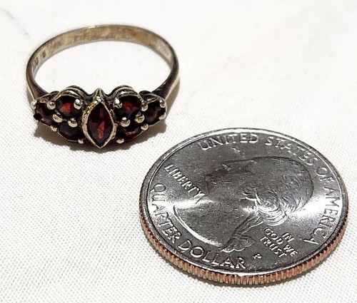 Antiguo Anillo de Cóctel Victoriano Corte Rosa Granate 900 Plata Oro Vermeil Talla 8 - Imagen 4 de 17