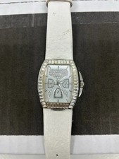 GUESS SILVER,CRYSTALS,WHITE LEATHER BAND,MULTIFUNCTION DIAL WATCH-W18532L2