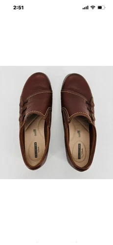 Scarpe mocassini Clarks Collection donna 8 M pelle marrone slip on #25