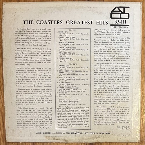 FULLY TESTED! The Coasters' Greatest Hits (1960s Reissue Mono US LP) VG - Picture 3 of 6