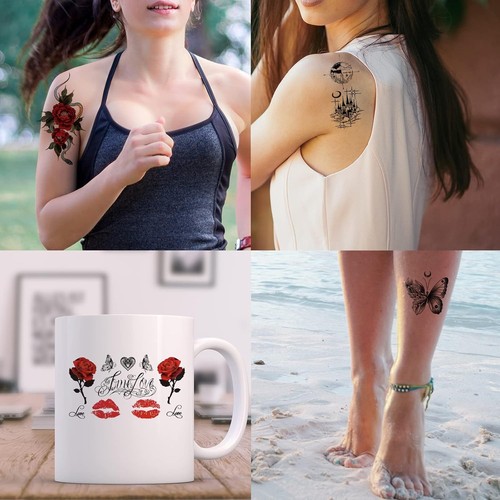 80 Sheets Temporary Tattoos Stickers, Fake Body Arm Chest Medium, Multicolor - Picture 7 of 7