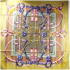 HERMES Silk Scarf Carre 90 Grand Manege Haute Ecole Used  Ladies Women