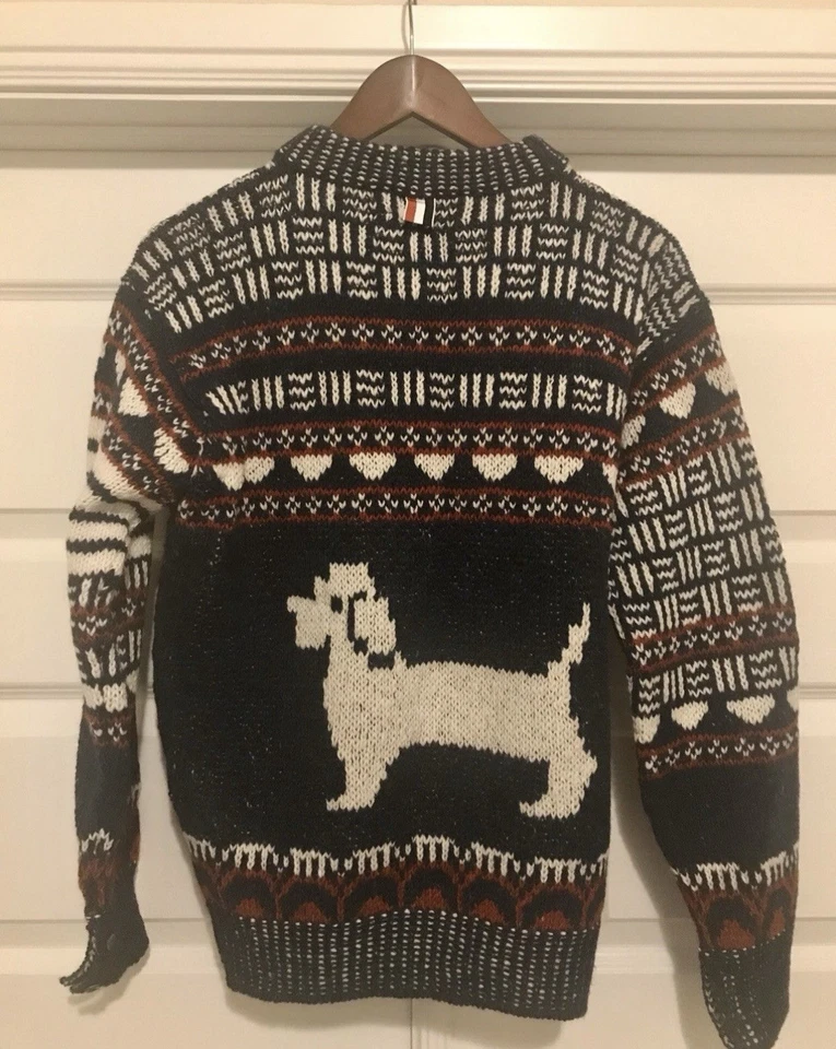 Suéter Thom Browne Hector tamanho 4, XL lã mohair ilha justa malha cachorro Irlanda - Imagem 2 de 4
