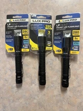 3pc Lot LuxPro 280 Lumen Tactical Pocket LED Flashlight Tackgrip LP290V2 Black