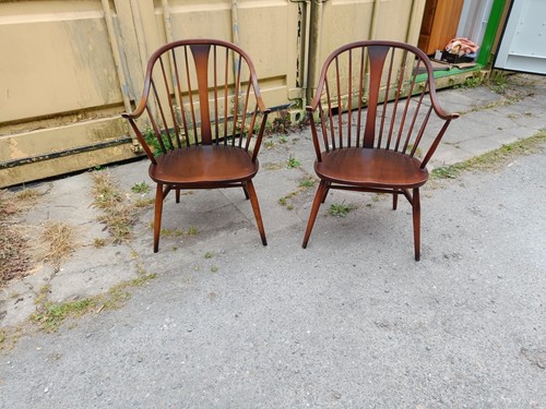 Pair Of Vintage Ercol  Carver Cow-horn Chairs - Bild 8 von 14