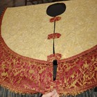 Luxurious Tapestry Christmas Tree Skirt. Double Sided. Wine & Tan. 50" Diameter 