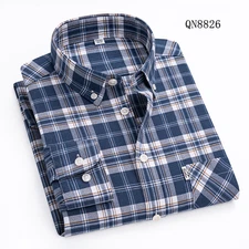 Mens Oxford Shirts Formal Business Long Sleeves Plaids Casual Dress Shirts Tops