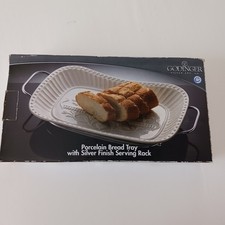 Godinger White Porcelain Bread Tray Silver Finish Serving Rack Bless This Home