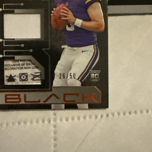 2024 Panini Black RC Components Triple Laundry TAG Patch #26/50 J.J. McCarthy - Picture 2 of 5