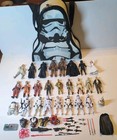 Large Lot Vintage Star Wars Action Figures w/ Accessories Plus Storage Bag