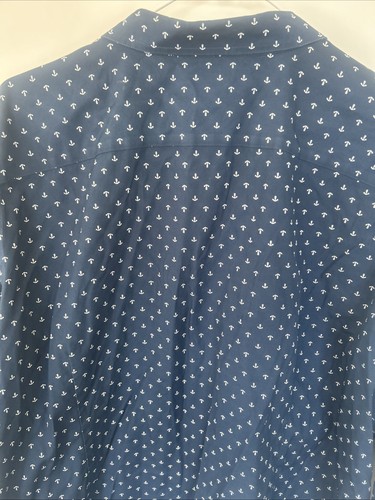 LL Bean Damen faltenfrei blau mit weißen Ankern 3/4 Ärmel Knopfleiste 2XL EUC - Bild 10 von 15