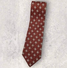 LONGCHAMP Silk Tie ITALY Burgundy Gold White ...