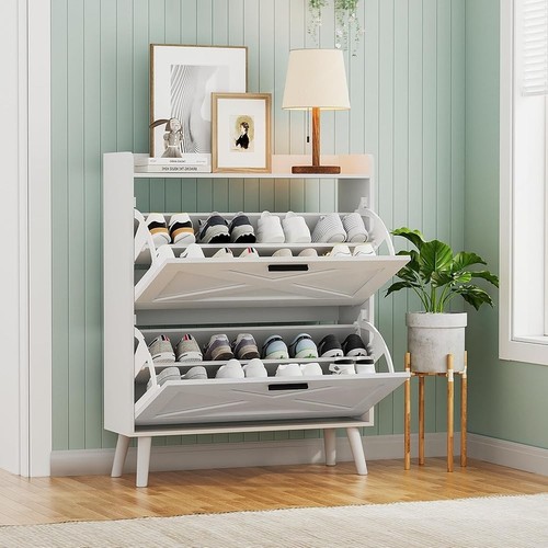 Shoe Cabinet Storage Organizer W/ Flip Drawers Space Saving Anti-Tip Design New - Picture 10 of 64