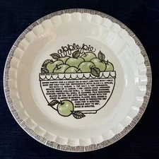 Vintage Apple Pie Recipe Dish Decorative Functional Ovenware Plate Bowl Platter
