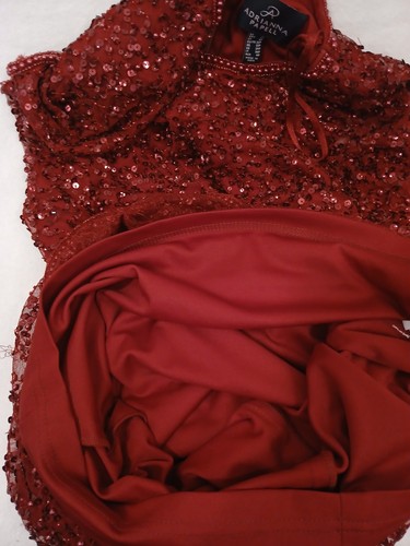 Vestido Midi Adriana Papell Lentejuelas Cuentas Talla 0 Pequeño Vacaciones Navidad Año Nuevo - Imagen 11 de 16